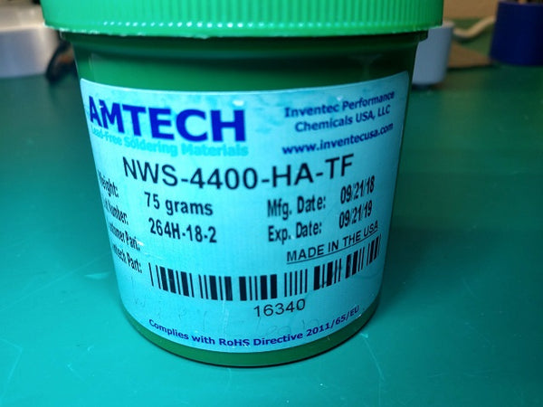 AMTECH NWS-4400-HA-TF Water-Washable Lead-Free Tacky Solder Flux (REM1) in 75 Gram Tub